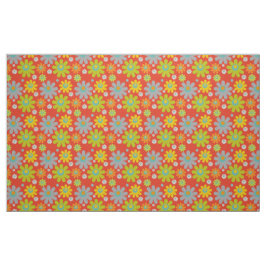 Boho Multicolor Daisis on Orange Stoff