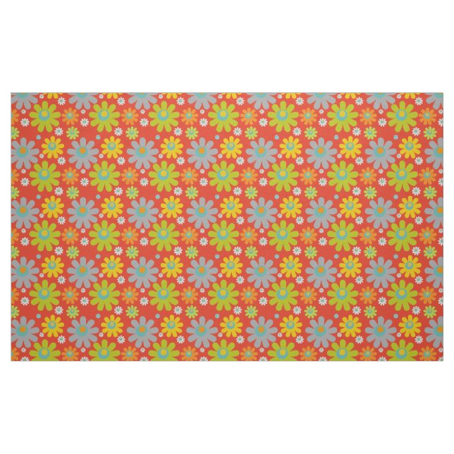 Boho Multicolor Daisis on Orange Stoff (Fat Quarter (45,7 x 55,9 cm))