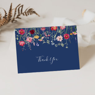 Boho Multicolor-Wildblume geklappte Hochzeit Dankeskarte