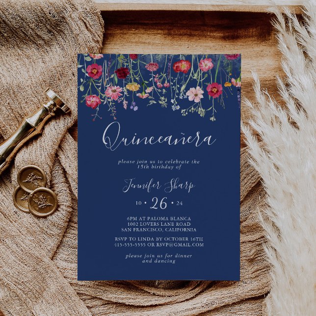 Boho Multicolor Wildblume Quinceañera Einladung (Von Creator hochgeladen)