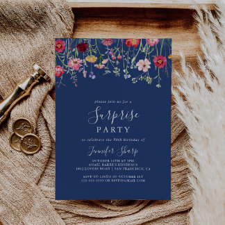 Boho Multicolor Wildblume Überraschungs-Party Einladung
