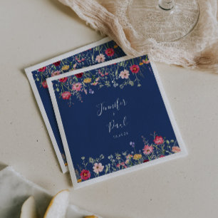Boho Multicolor Wildblume Wedding Napkin Serviette