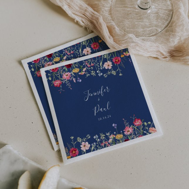 Boho Multicolor Wildblume Wedding Napkin Serviette (Von Creator hochgeladen)