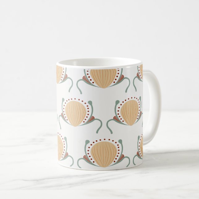 Boho Muschel Pattern Kaffeetasse (VorderseiteRechts)