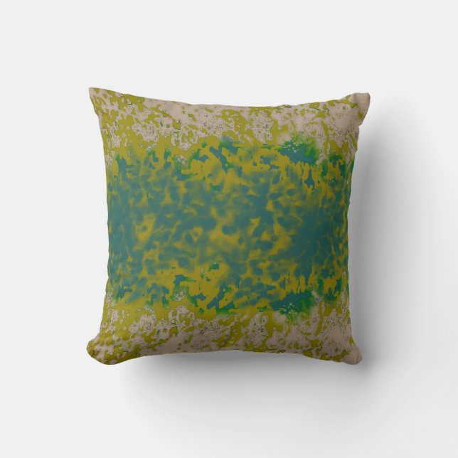 Boho Mustard Spritzer Aquamarin Design Kissen (Vorderseite)