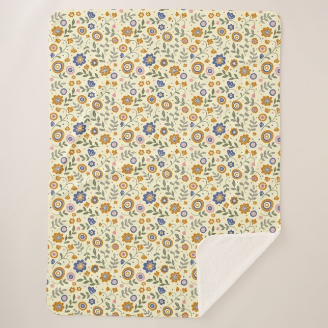 Boho muster 01.w Lyellow BG Sherpadecke (Vorderseite)