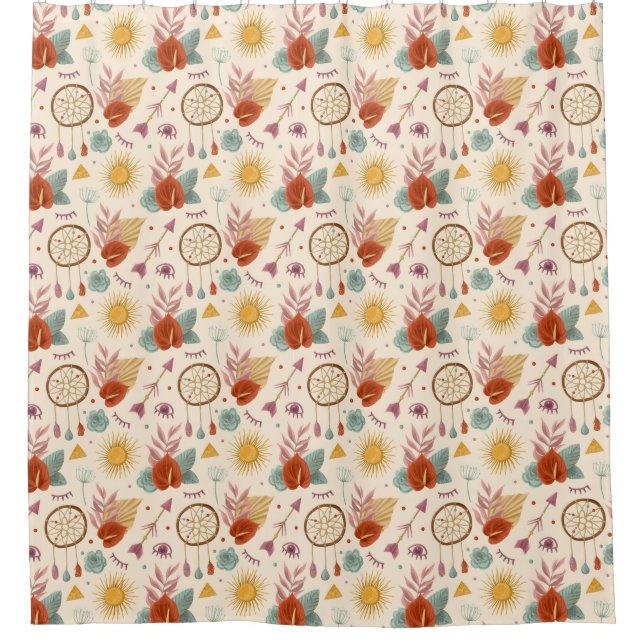 Boho Muster Duschvorhang (Vorderseite)