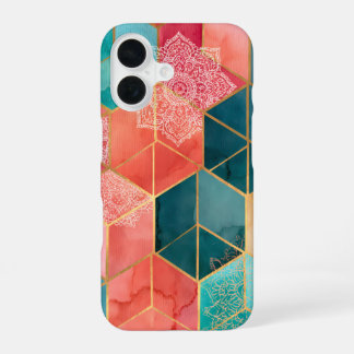Boho-Muster farbenfrohe Sechseck-Patchwork-Würfel iPhone 16 Hülle
