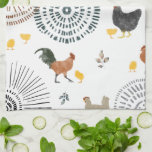 Boho Muster für Hühner Geschirrtuch<br><div class="desc">Muster mit Illustrationen von Hühnern und Küken mit boho inspiriert Mustern.</div>