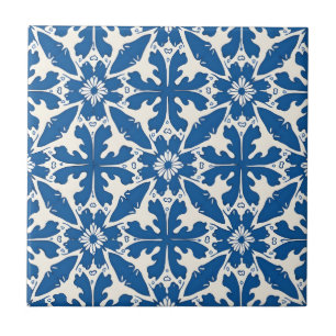 Boho-Muster in Blau – Elegant & Kühn Fliese