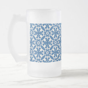 Boho-Muster in Blau – Elegant & Kühn Mattglas Bierglas