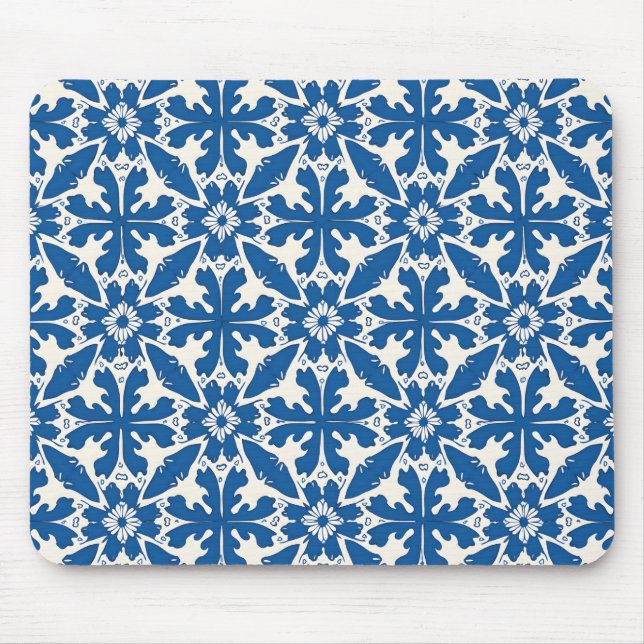 Boho-Muster in Blau – Elegant & Kühn Mousepad (Vorne)