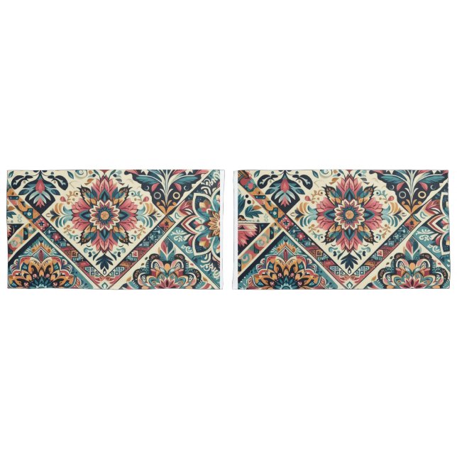BOHO Muster Paare King Size Kissenbezug (Vorderseite-Set)