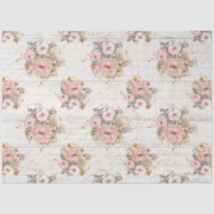 BOHO Mute Floral Script Ephemera Wood Decoupage T Seidenpapier