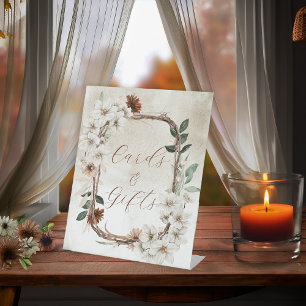 Boho Muted Fall Floral Bridal Karten und Geschenke Sockelschild