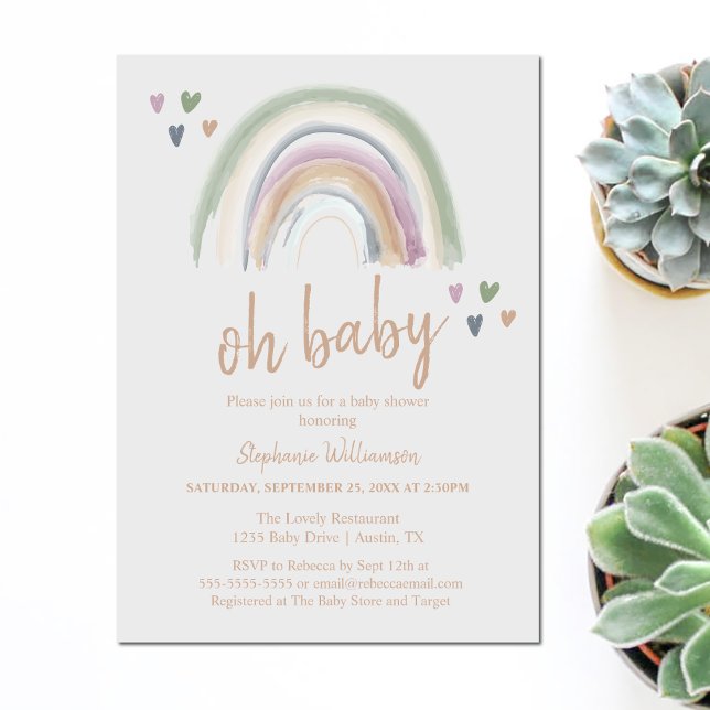 Boho Mutes Rainbow Baby Shower Einladung (Von Creator hochgeladen)