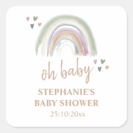 Boho Mutes Rainbow Baby Shower Vielen Dank Quadratischer Aufkleber
