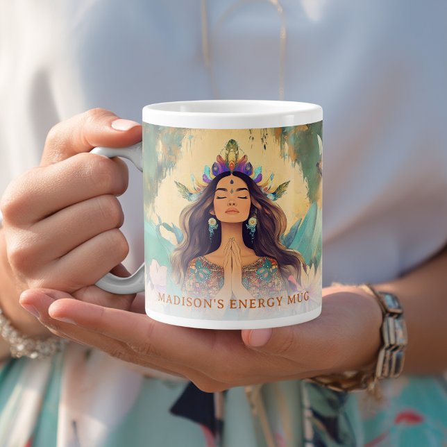 Boho Mystic Energy Spiritual Woman Custom Jumbo-Tasse (Boho Mystic Energy Spiritual Woman Custom Giant Coffee Mug with your Name or Message)