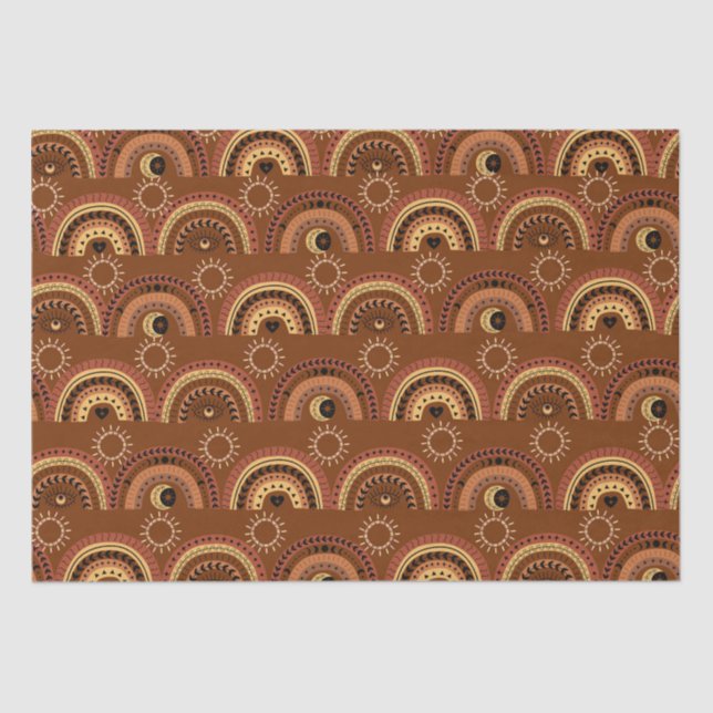 Boho Mystic Eye Rainbow Brown Hintergrund Seidenpapier (Vorderseite)
