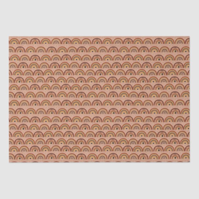 Boho Mystic Eye Rainbow Tan Background Seidenpapier (Vorderseite)