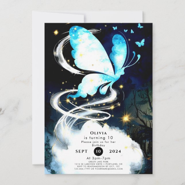 Boho Mystical Butterfly Geburtstag Einladung (Vorderseite)
