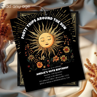 Boho Mystical Sun 40. Geburtstagseinladung
