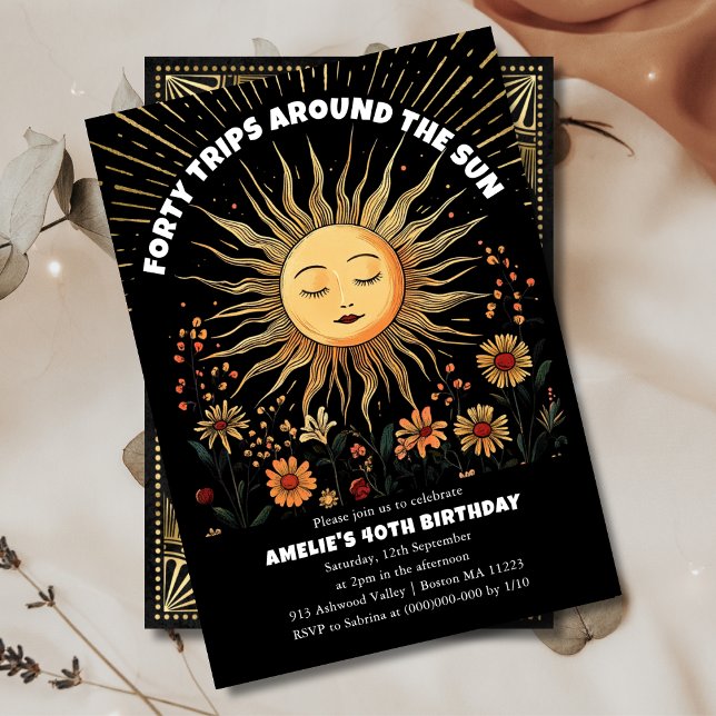 Boho Mystical Sun 40. Geburtstagseinladung Einladung (Von Creator hochgeladen)