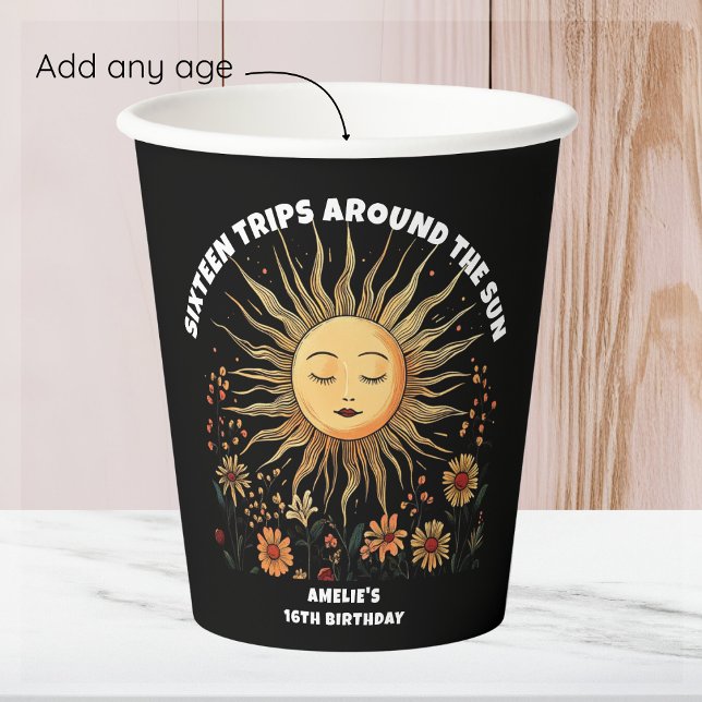 Boho Mystical Sun Birthday Pappbecher (Von Creator hochgeladen)