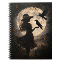 Boho-Mystik-Mädchen und Monde-Tagebuch der Raben