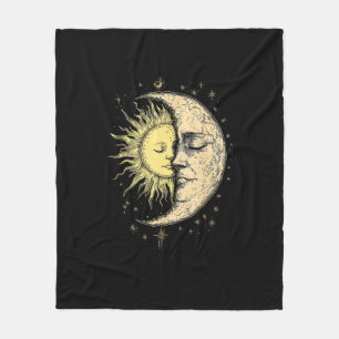Boho-Mystik-Sonne-und-Mond-Ästhetik-Vintage Fleecedecke