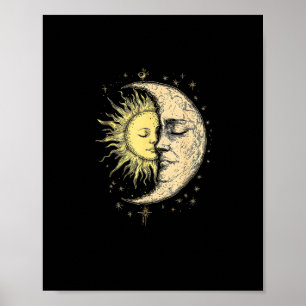 Boho-Mystik-Sonne-und-Mond-Ästhetik-Vintage Poster