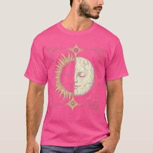 Boho-Mystik-Sonne- und Mond-Gesicht passende Fraue T-Shirt