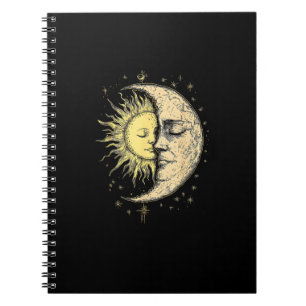 Boho-Mystischer Sonnen- und Mond-Ästhetik-Vintage Notizblock