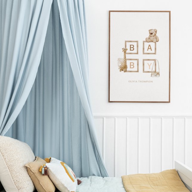 Boho nährt neutrale Holzblockbuchstaben Poster (Von Creator hochgeladen)