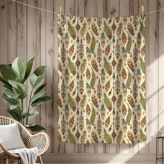 Boho Native Authentic Tribal Ethnic Feathers Pfeil Fleecedecke (Boho Native Authentic Tribal Ethnic feathers arrow Fleece Blanket)