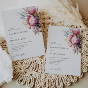 Boho Native Protea Wedding Invite Einladung