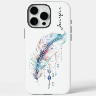 Boho Native Spirit Watercolor Feather iPhone 16 Pro Max Hülle