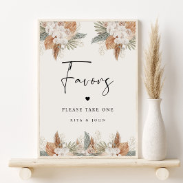 Boho Natural Beige Favor Wedding Table Sign Poster