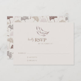 Boho Nature Neutral Botanic Wedding Simple RSVP Karte