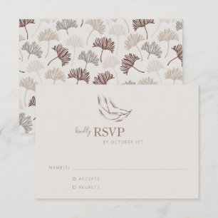 Boho Nature Neutral Botanic Wedding Simple RSVP Karte