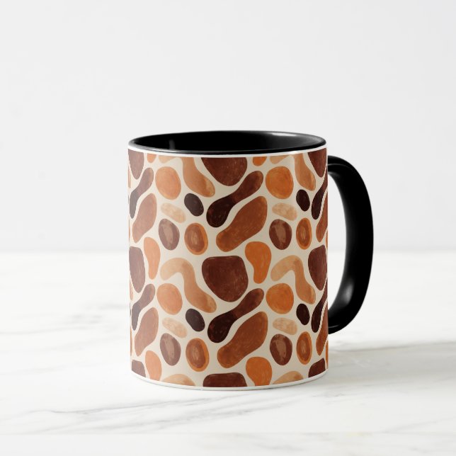 Boho Nature Shapes Mug – Warm Organic Palette Tasse (VorderseiteRechts)
