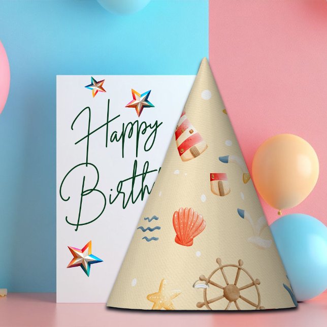 Boho Nautical Boat Lighthouse Muster Geburtstag Partyhütchen (Von Creator hochgeladen)