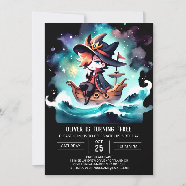 Boho Nautical Pirate Birthday Einladung (Vorderseite)