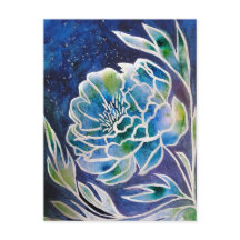 Boho Navy Blau Himmlische Dahlie Blumen Wasserfarb