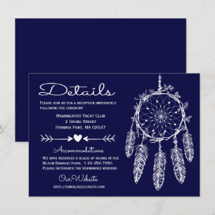 Boho Navy Blue Details Dreamcatcher Tribal Hochzei Einladung