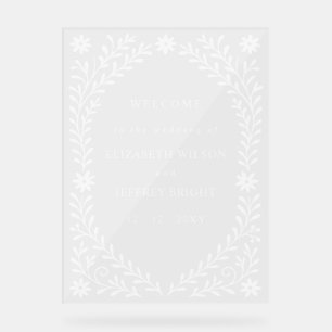 Boho-Navy-Blumen-Hochzeits-Willkommensschild Acrylschild