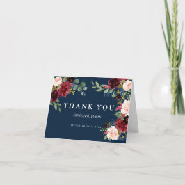 Boho Navy Burgundy Blush Wedding Dankeschön Karte