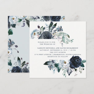 Boho Navy Peony Floral Wedding Einladung