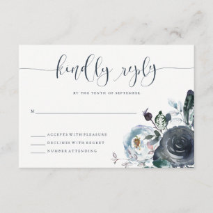 Boho Navy Peony UAWG Moderne Kalligraphie RSVP Karte