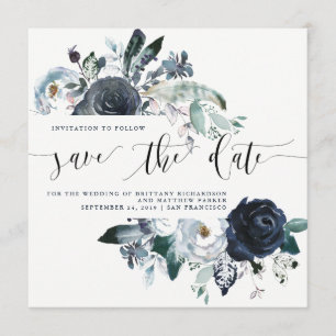 Boho Navy Peony Wedding Save the Date Foto